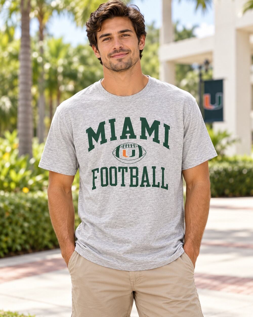 Men's Fanatics Miami Hurricanes Football T-Shirt, Large